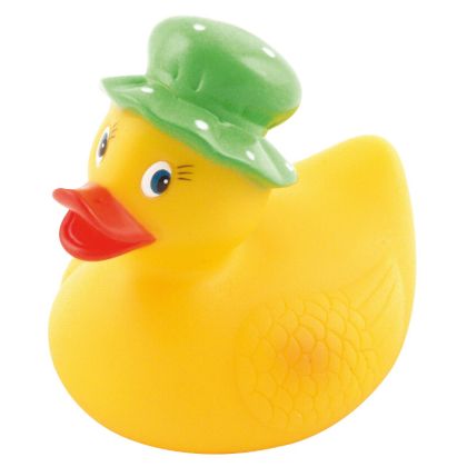 Играчка за баня със свирка Canpol babies, Crazy Ducks, 0м+., пате със зелена шапка