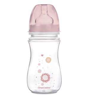 Антиколик шише с широко гърло Canpol babies, Easy Start "Newborn" 240 мл, розово
