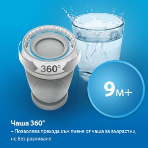 Неразливаща се чаша с дръжки 360 Lovi, Wild Soul, 250 мл, 9м+, синя 