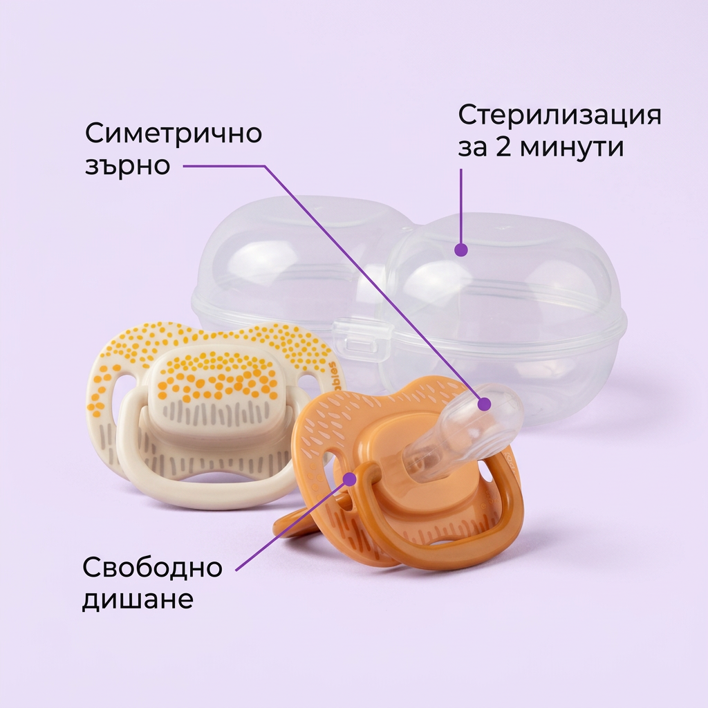 Симетрични залъгалки Canpol babies Mountains – инфографика с частите на продукта