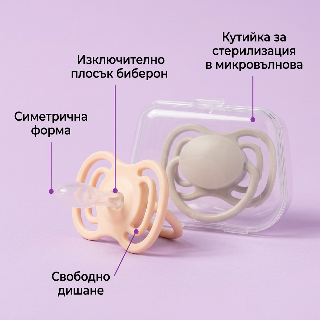 Симетрични залъгалки Canpol babies Dental Air Nude – инфографика с частите на продукта