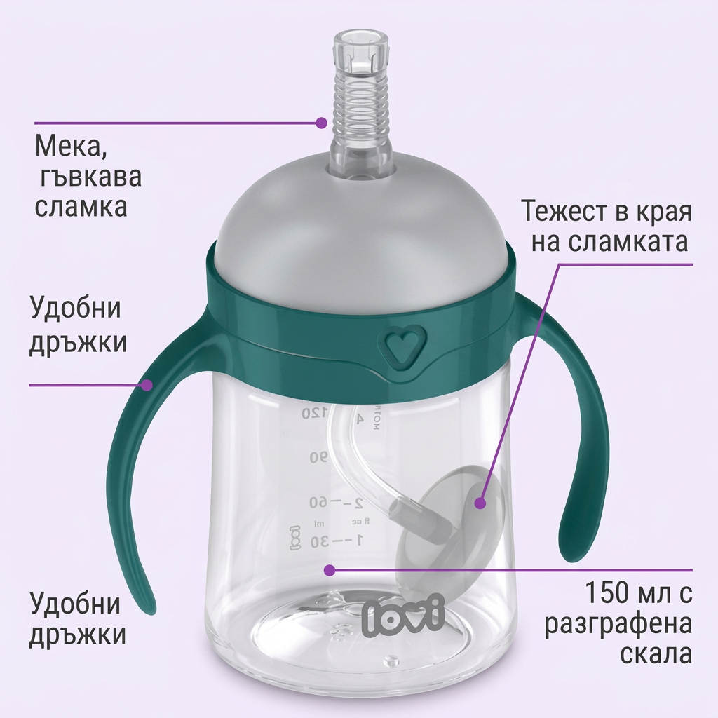 Чаша със сламка LOVI, Beginner, 150 мл, 6m.+ – предимства