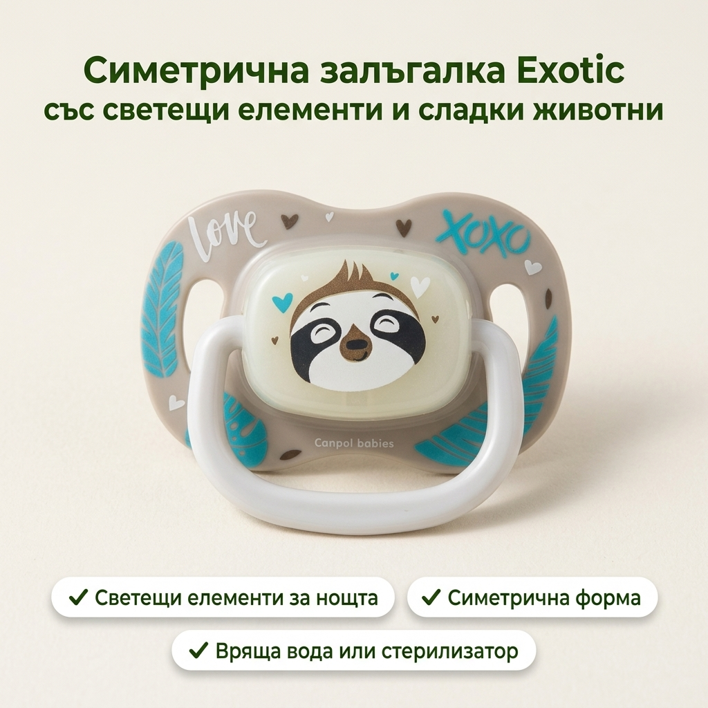 Симетрична залъгалка Canpol babies Exotic – основни предимства