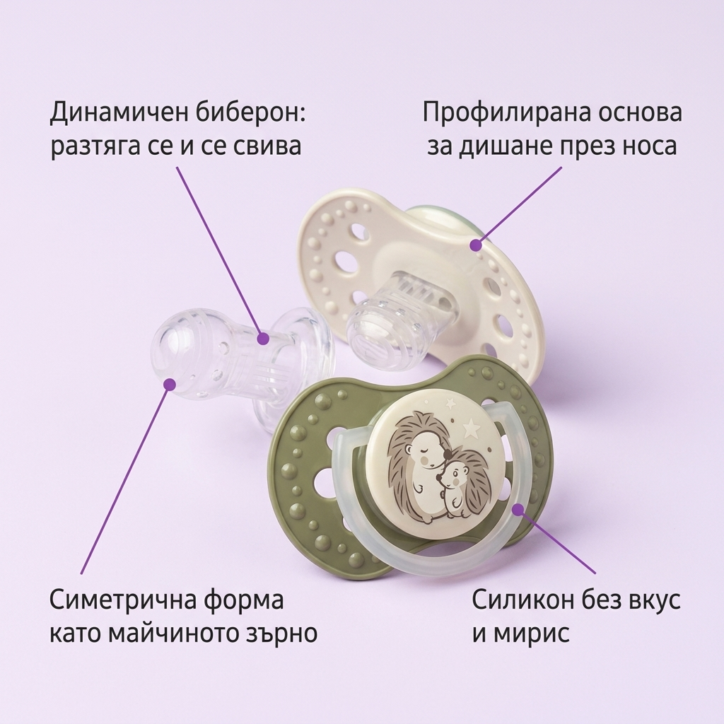 Силиконови залъгалки N&d Hedgehog, LOVI, 2 бр., 18м+ – предимства
