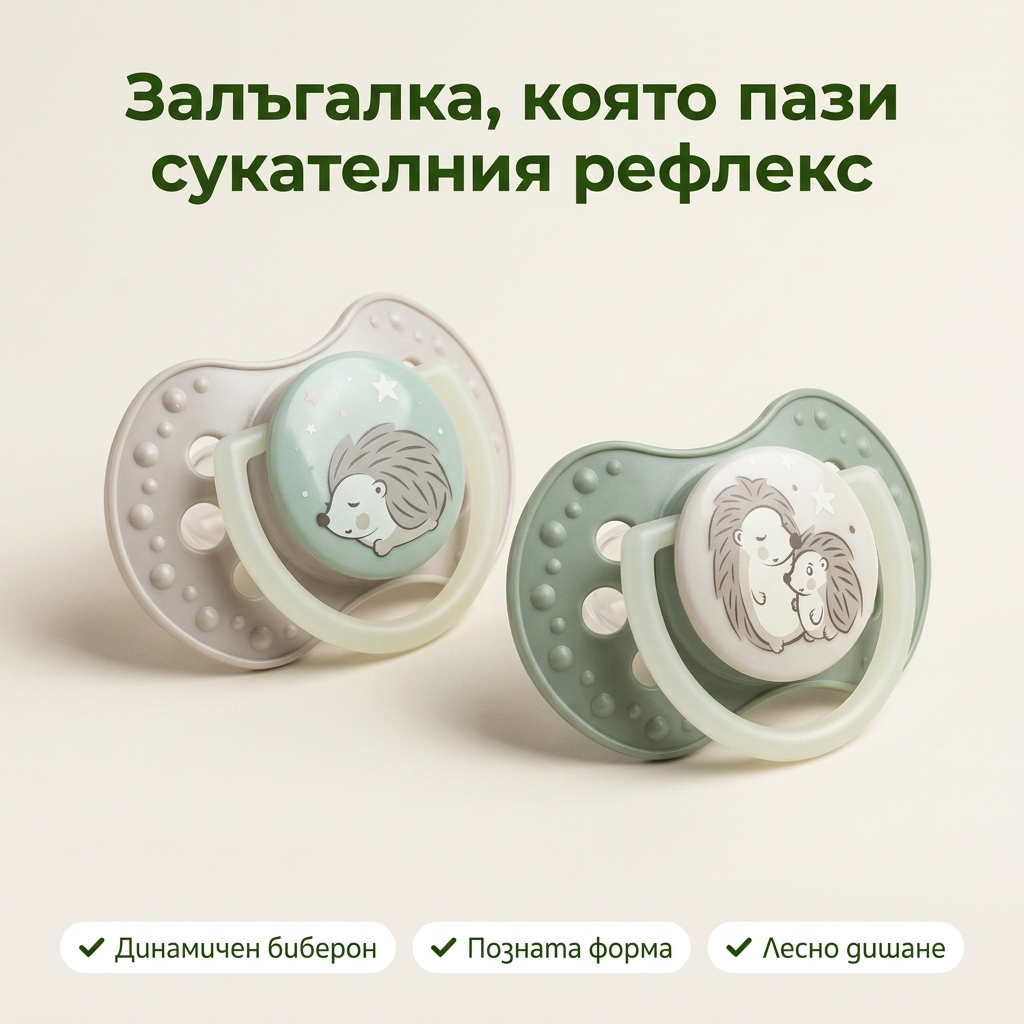 Силиконови залъгалки N&d Hedgehog, LOVI, 2 бр., 18м+ – основна снимка