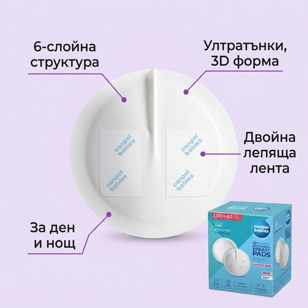 Подплънка за кърма Canpol babies: ултратънка 3D форма, за ден и нощ