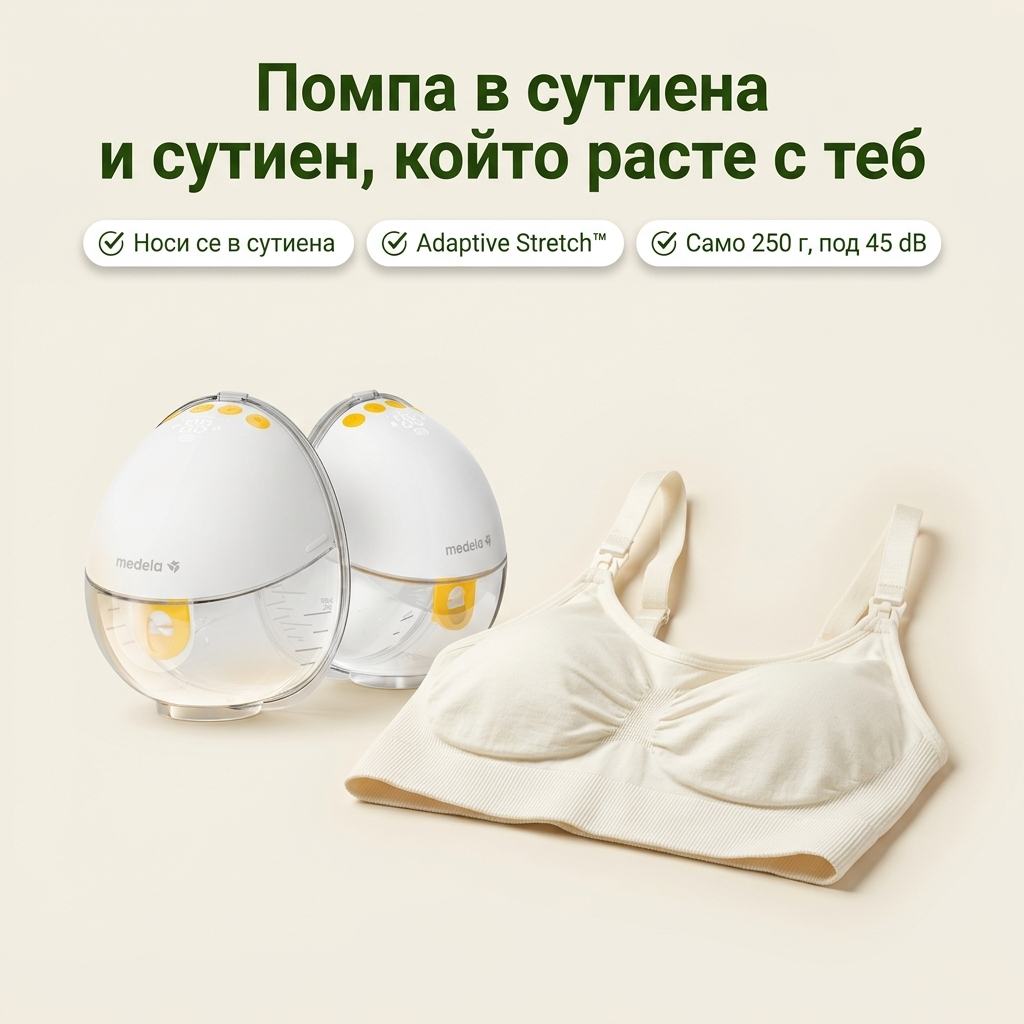 Комплект за кърмене Medela Motion InBra двойна + сутиен за кърмене – основни предимства