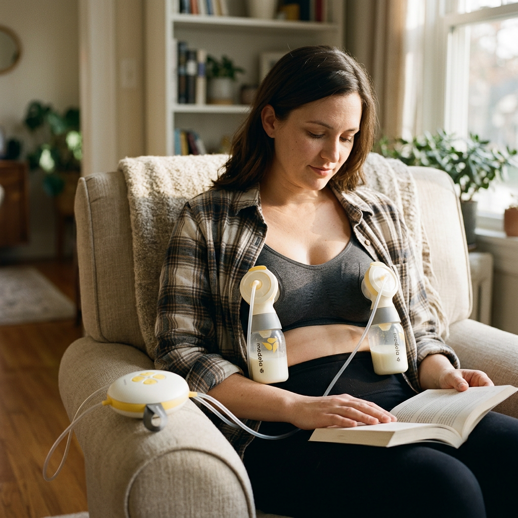 Комплект за кърмене Medela Swing Maxi + чашки Hands-free в реална употреба у дома