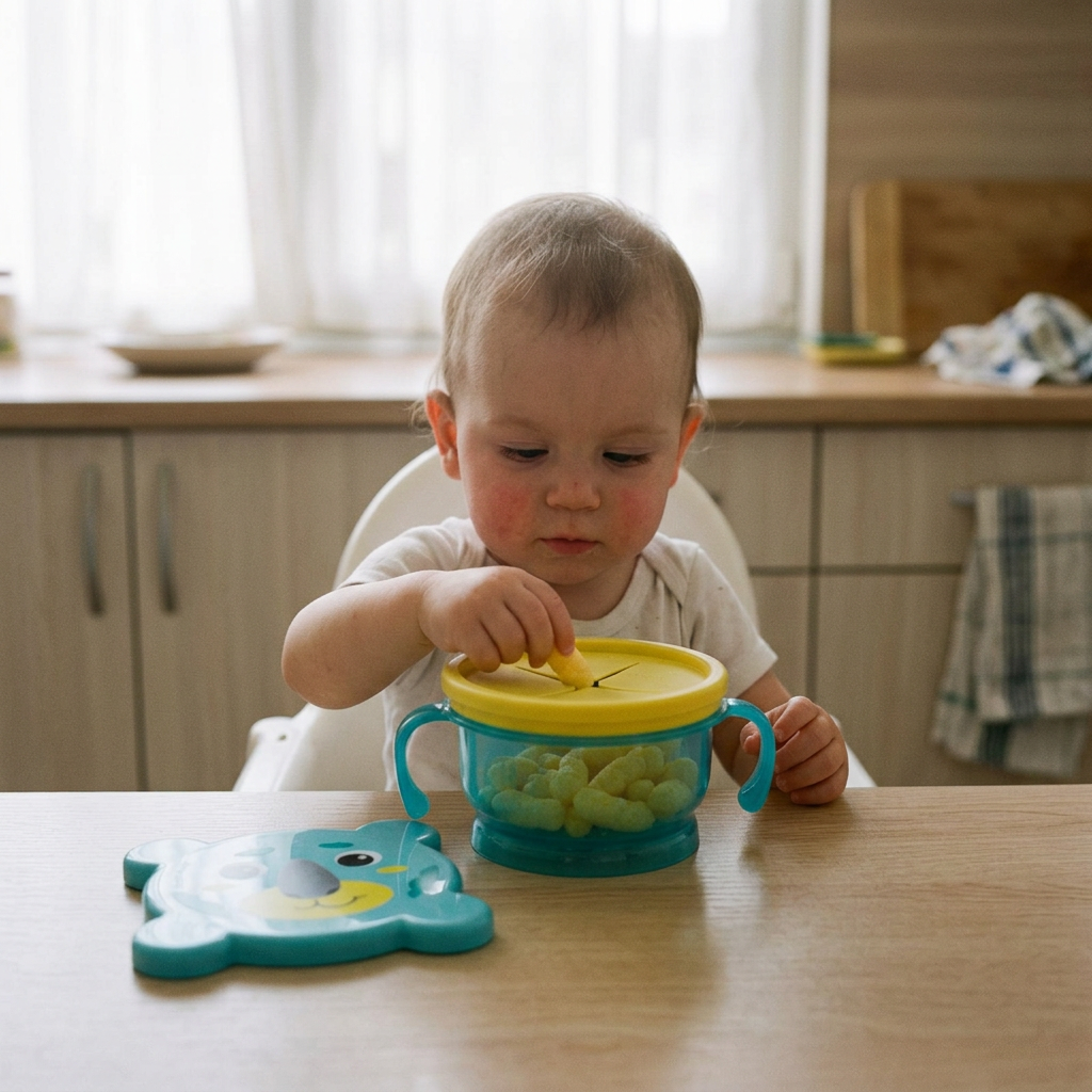 Кутия за храна Canpol babies, Hello Little – 200 мл, тюркоаз – снимка в употреба у дома
