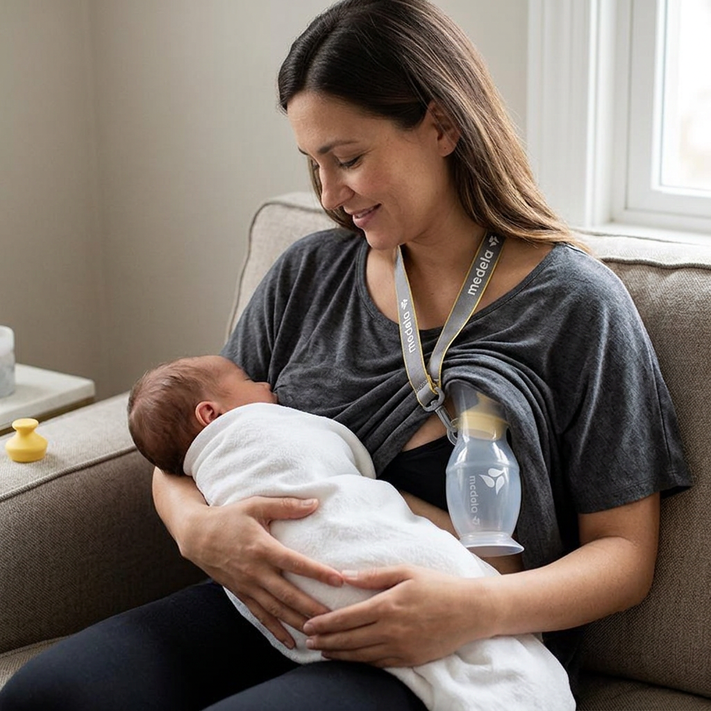 Силиконов колектор за кърма Medela, 1 бр. в реална употреба у дома