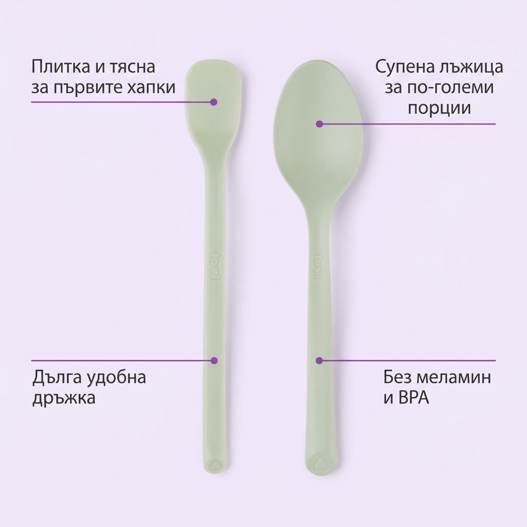 Лъжички за първо хранене LOVI, Pisatchio, 2 бр., 6м+ – предимства
