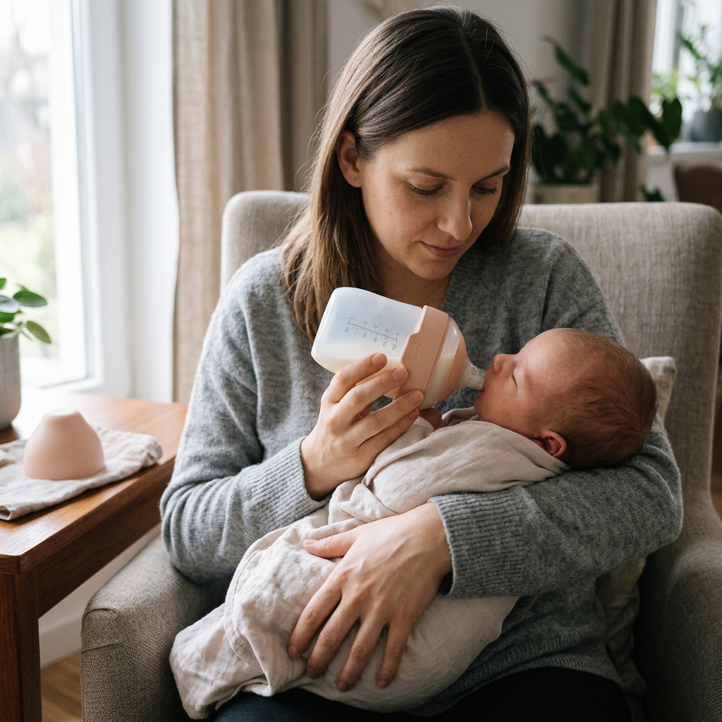 Шише за хранене Mammafeel, LOVI, 150 мл, 0м.+ – в употреба