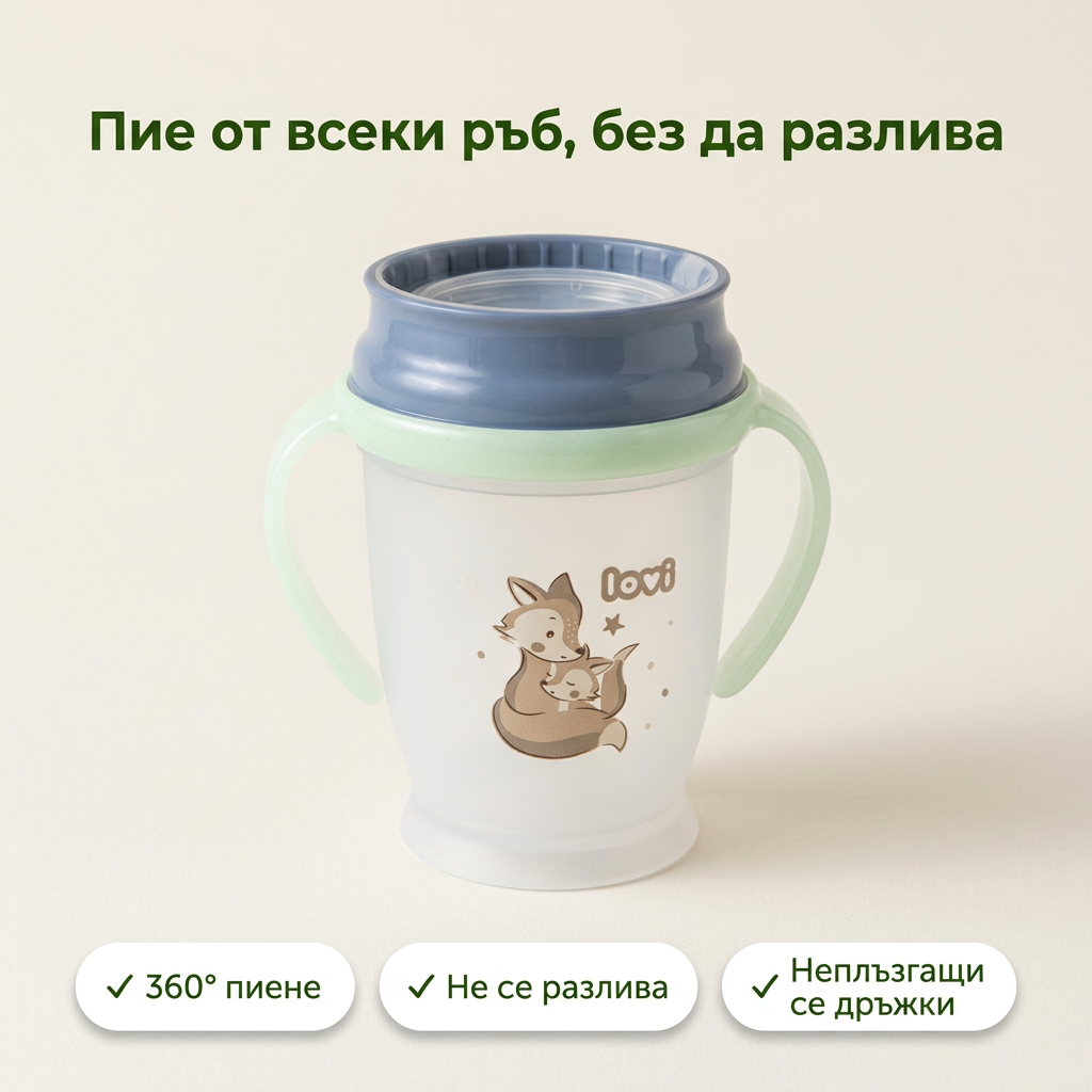 Неразливаща се чаша с дръжки 360 LOVI, N&d Fox, 250 мл, 9м+ – основна снимка