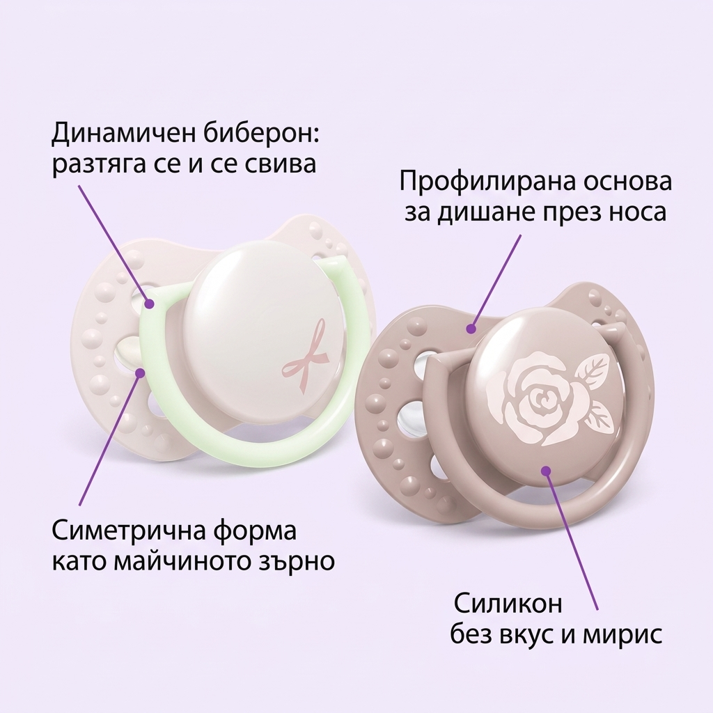 Силиконови залъгалки за новородени LOVI, Baby Shower Girl, 2 бр. – предимства