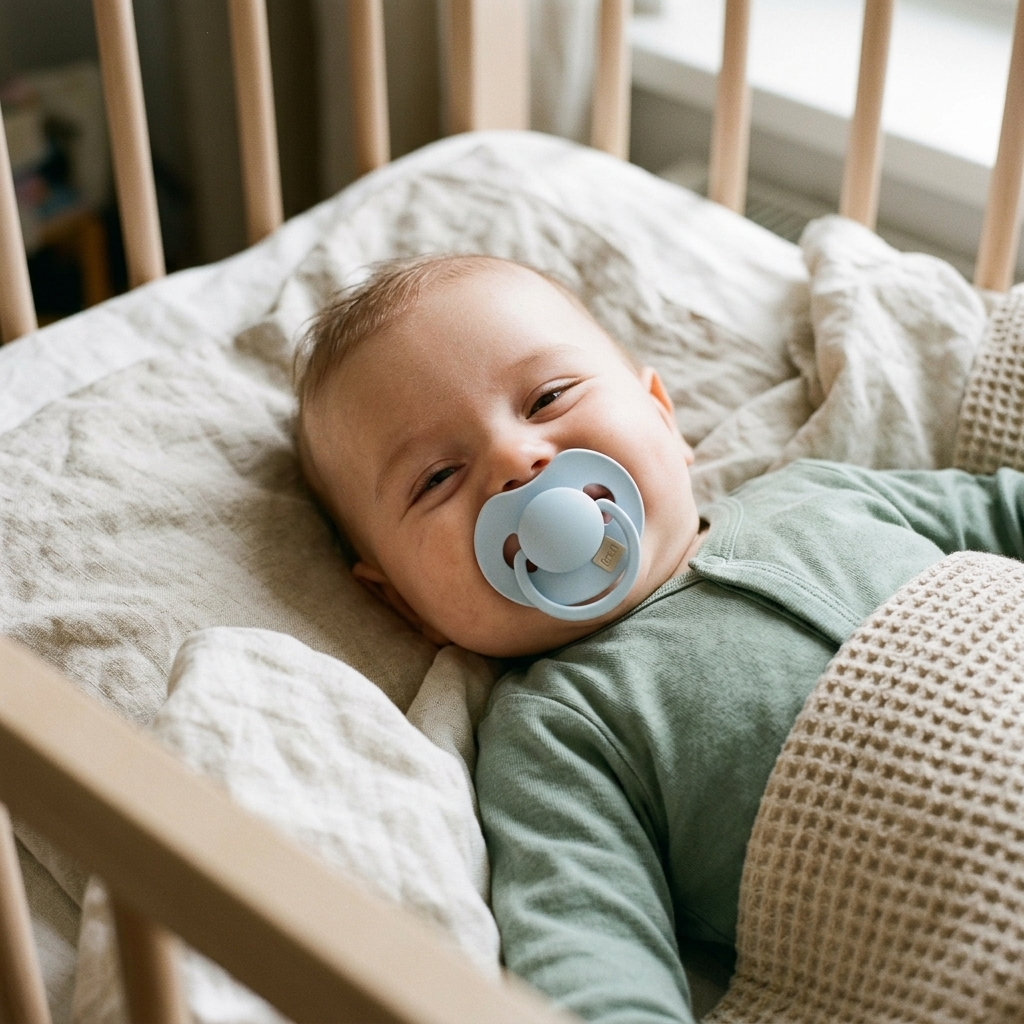 Силиконова динамична залъгалка Prime Baby Blue, LOVI, 0-6 м – в употреба