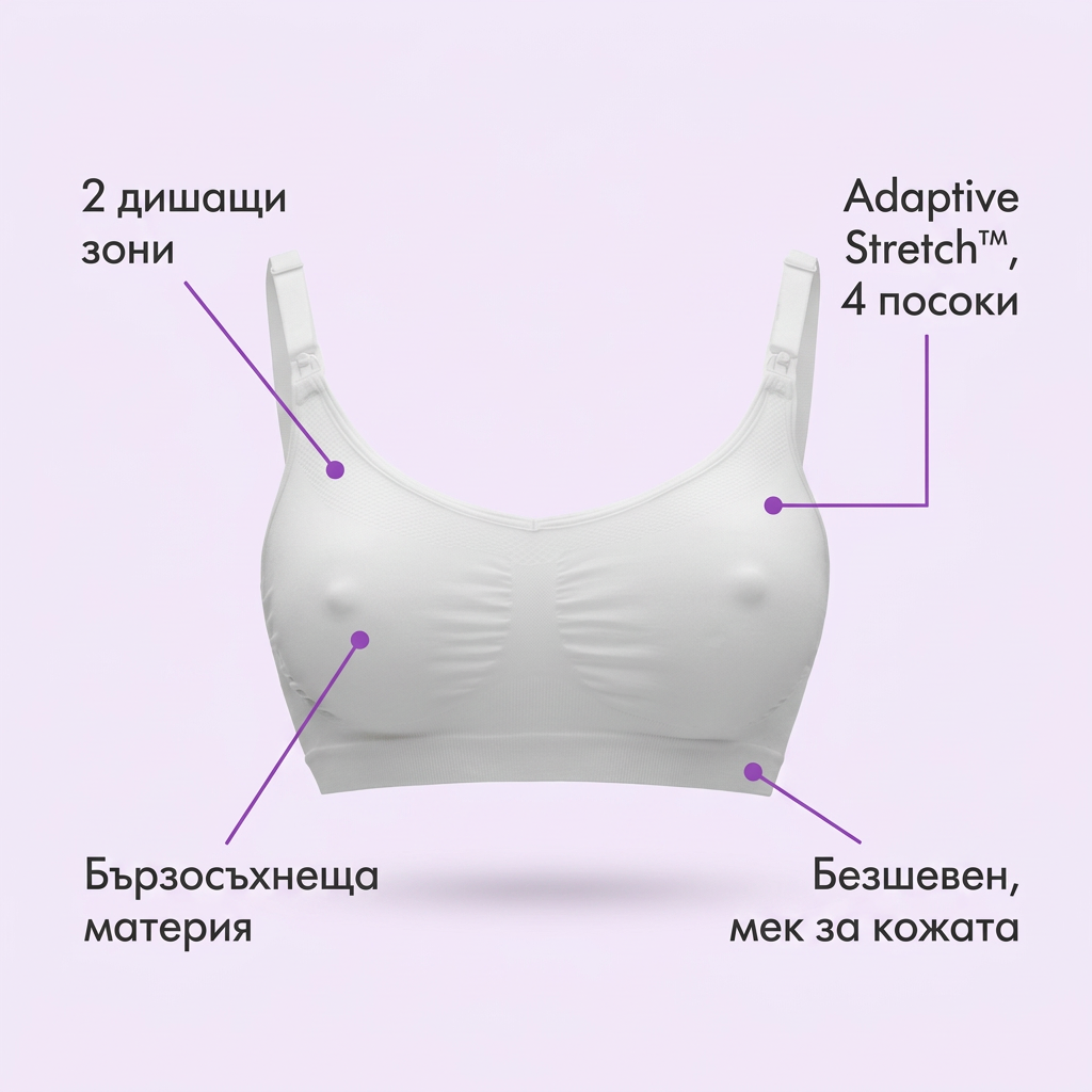 Сутиен за кърмене Medela, Keep Cool™ – инфографика с части и функции