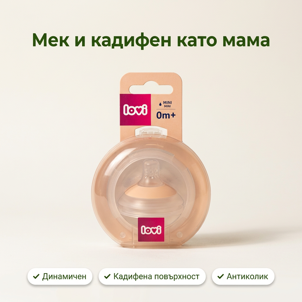 Динамичен силиконов биберон Mammafeel Mini, LOVI, 0м.+, 1 бр. – основна снимка