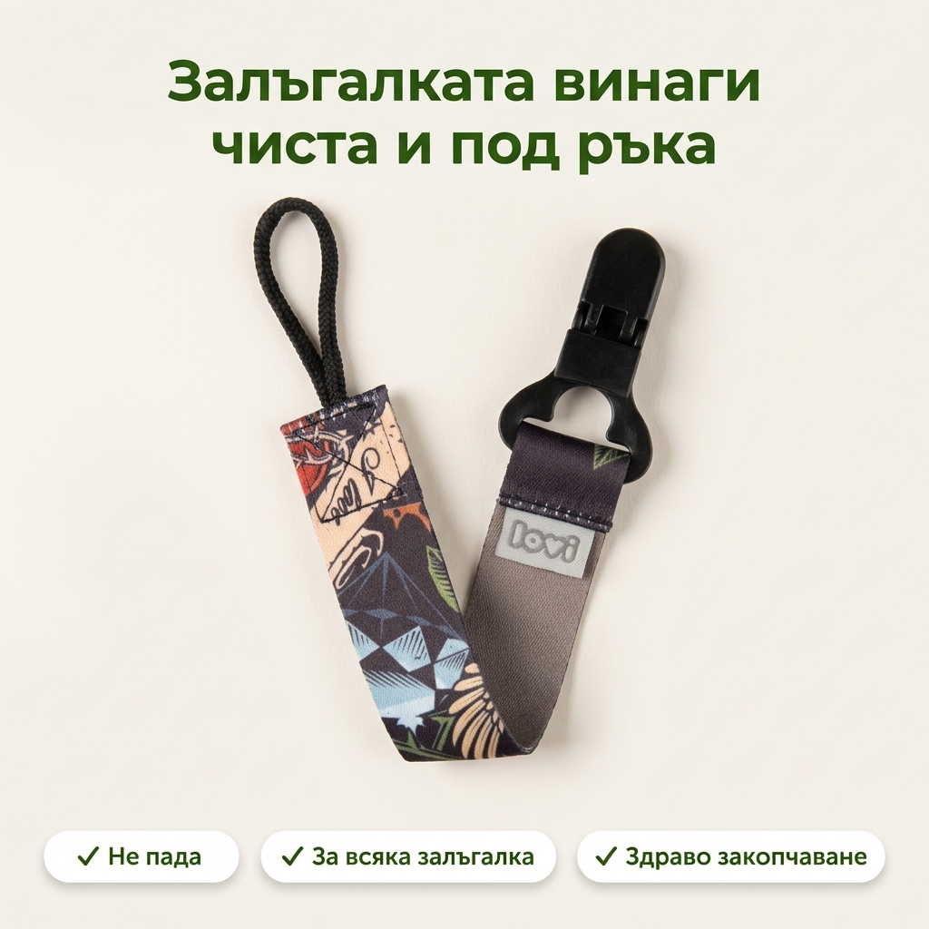 Клипс за залъгалка с лента LOVI, I Love – основна снимка