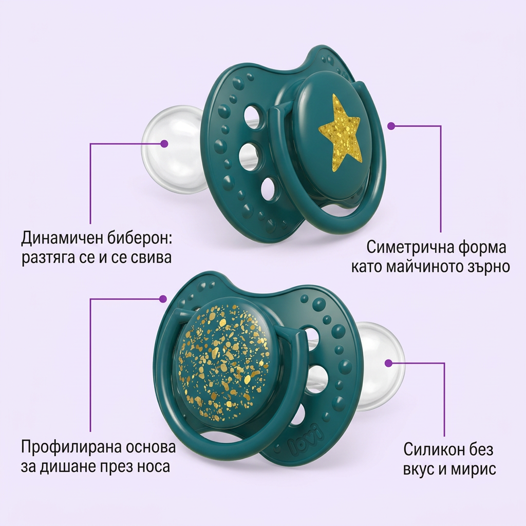 Силиконови залъгалки Stardust, LOVI, 2 бр., 18+ м – предимства