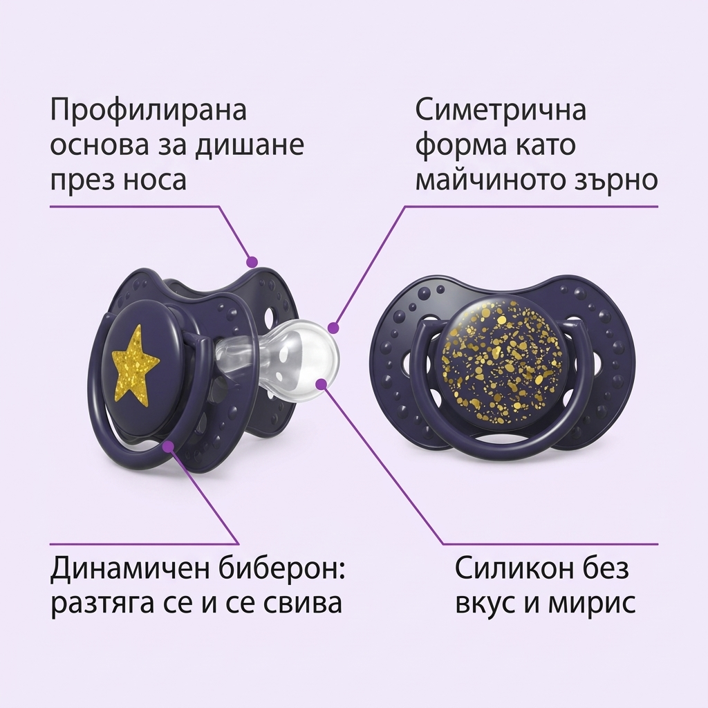Силиконови залъгалки Stardust, LOVI, 2 бр., 0-3 м – предимства