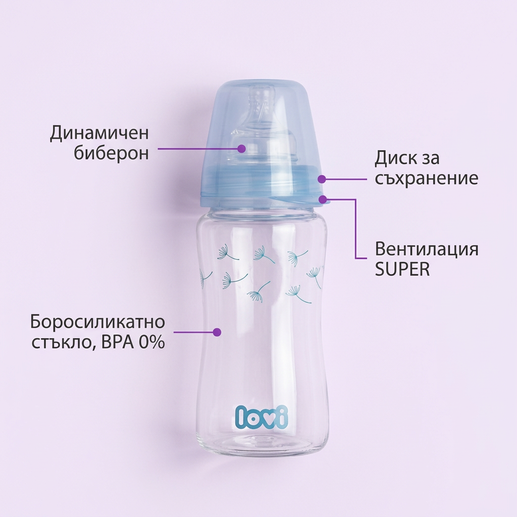 Стъклено шише LOVI Botanic, 250 мл, 3м.+ – предимства