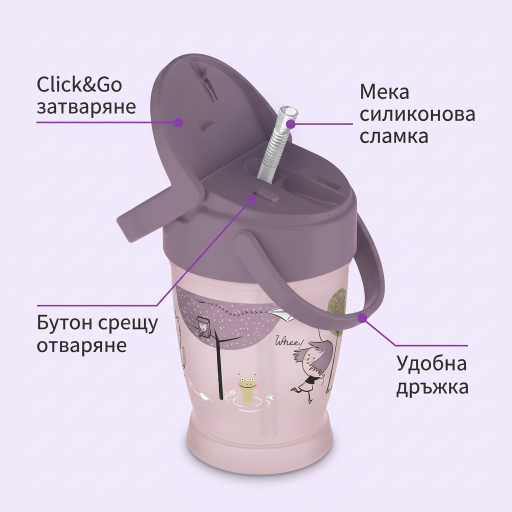 Чаша със сламка LOVI, Junior, Lovely Girl, 250ml., розова – предимства