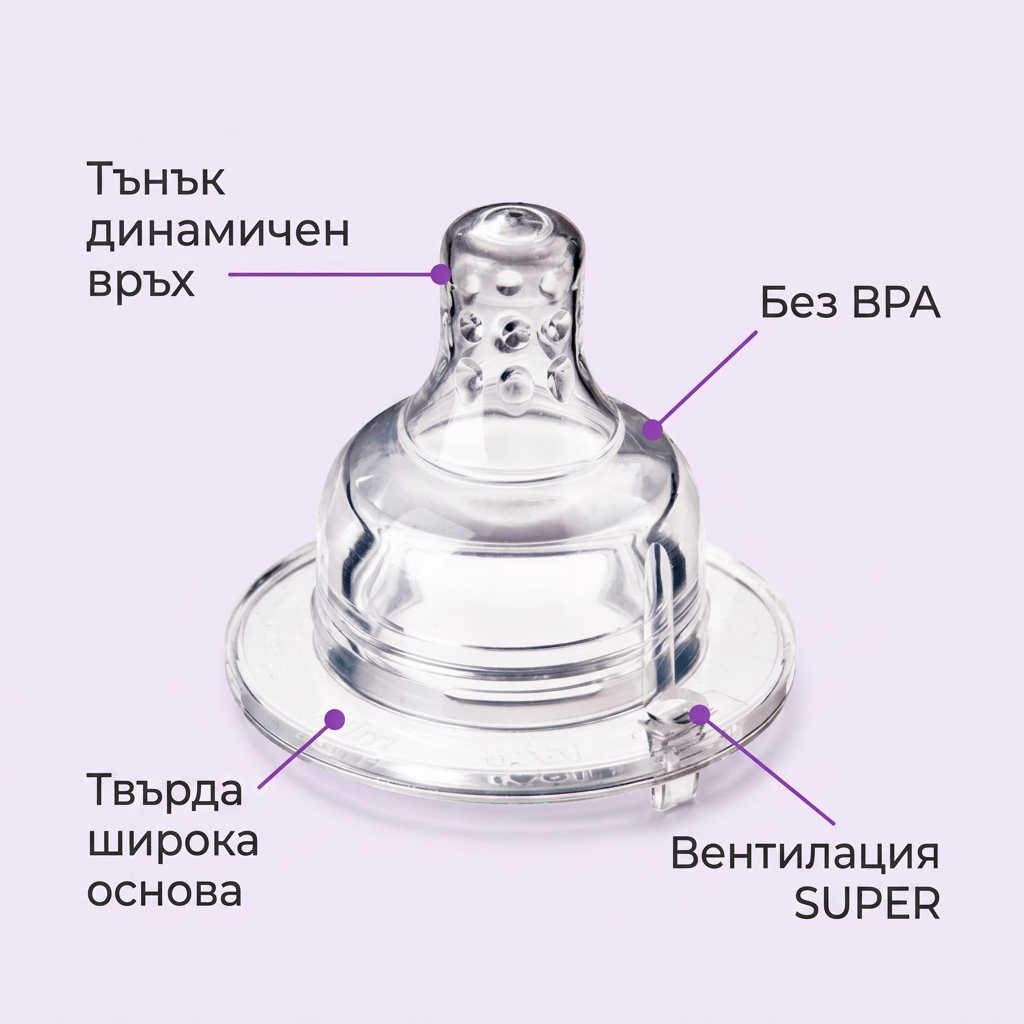 Силиконов биберон Dinamic Slow, LOVI, 2 бр., 3м+ – предимства