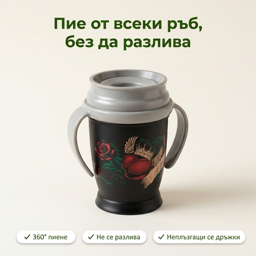 Неразливаща се чаша с дръжки 360 LOVI, I Love, 250 мл, 9м+ – основна снимка