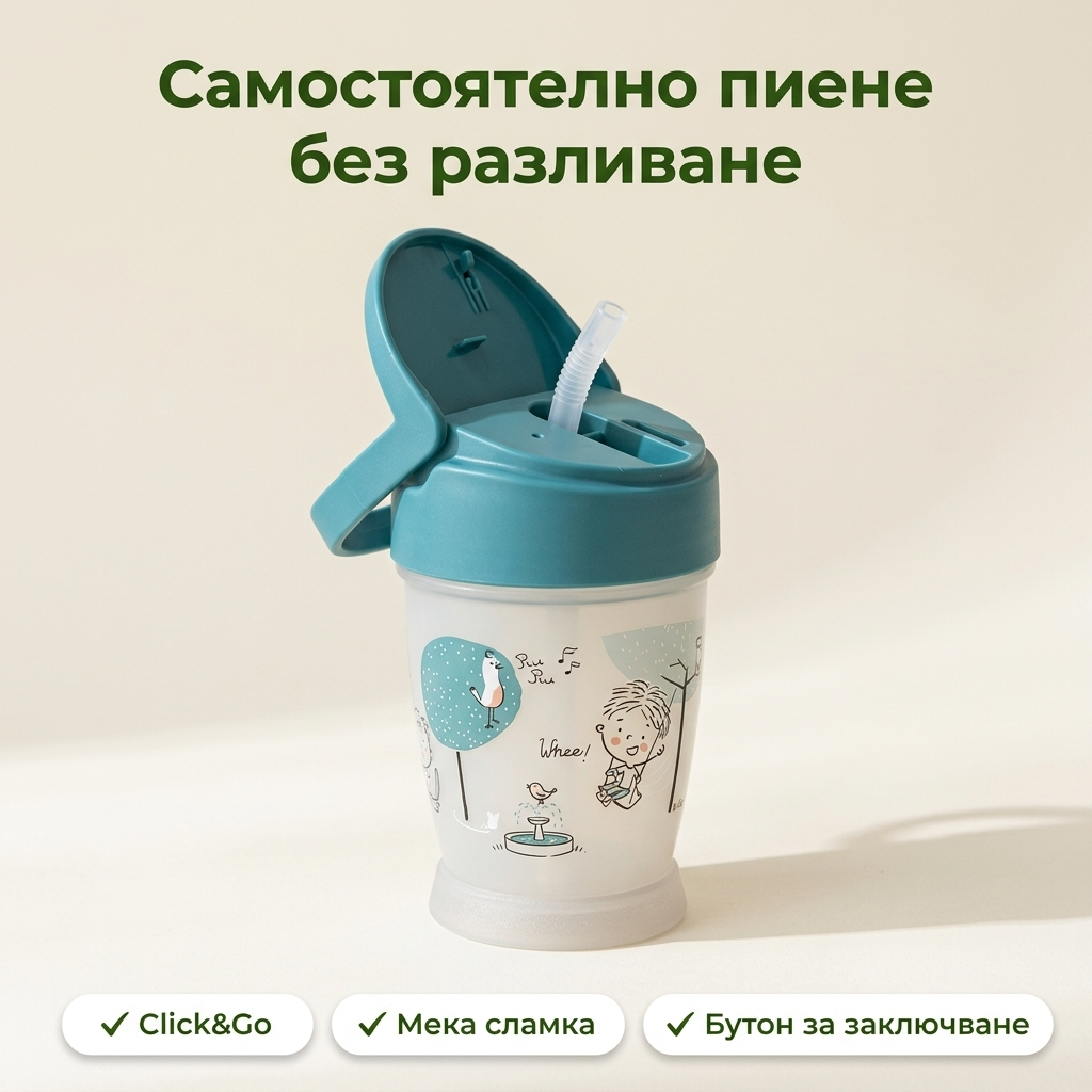 Чаша със сламка LOVI, Junior, Lovely Boy, 250ml., синя – основна снимка