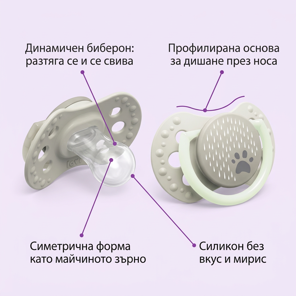 Силиконови залъгалки LOVI, Buddy Bear, 2 бр., 6-18 м – предимства
