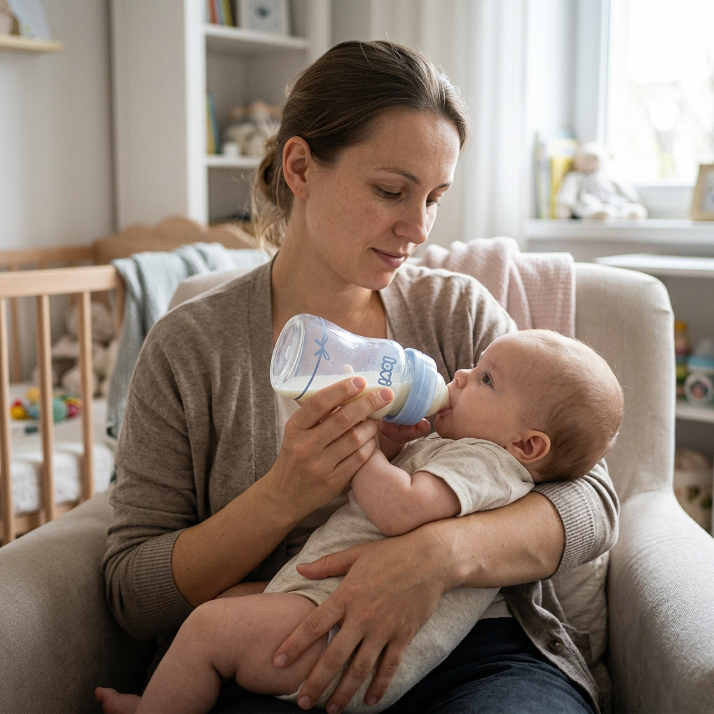 Стъклено шише LOVI, Baby Shower boy, 150 мл, синьо, 0м.+ – в употреба