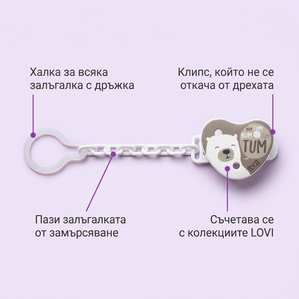 Клипс за залъгалка LOVI, Buddy Bear – предимства