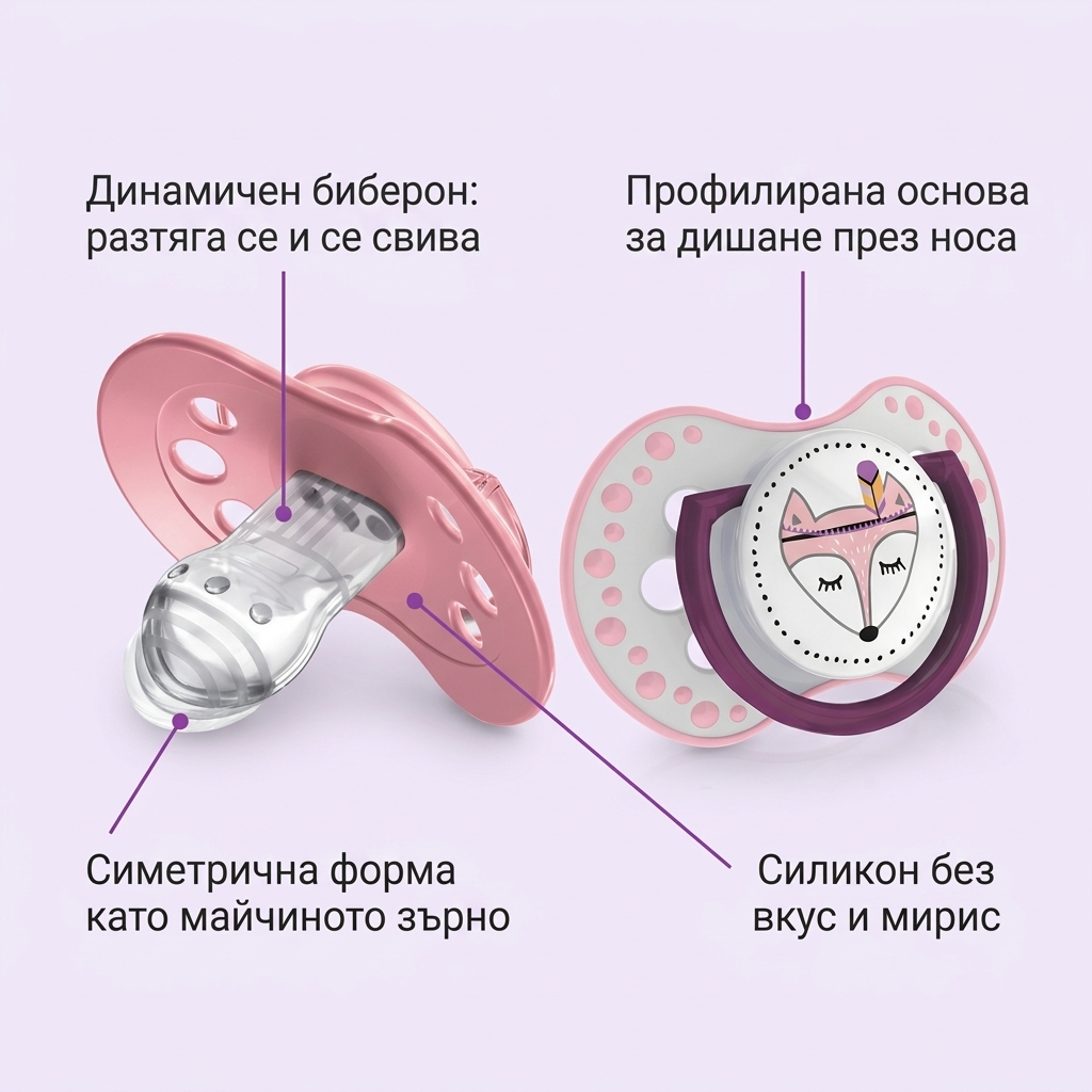 Силиконови залъгалки LOVI, Indian Summer Girl, 2 бр., 18м+ – предимства