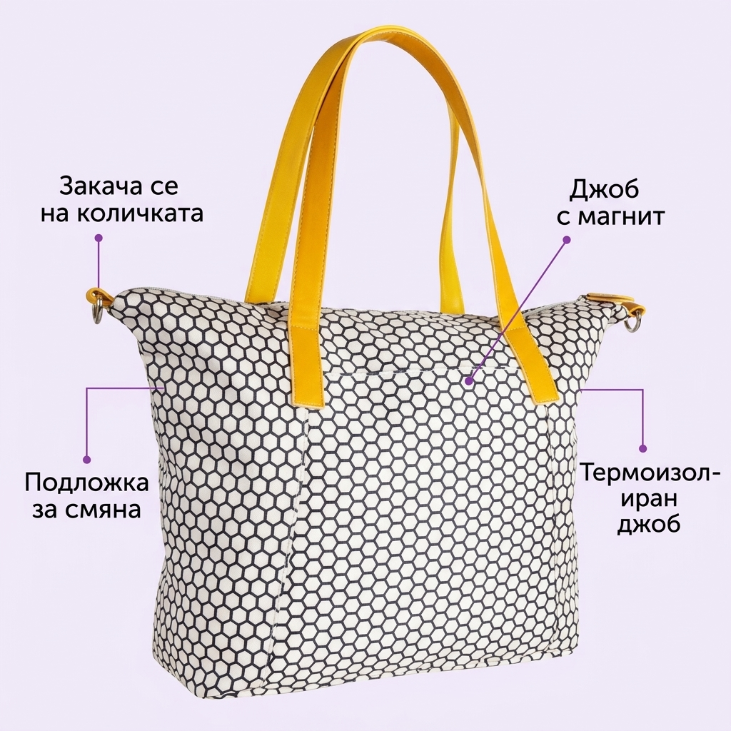Чанта за количка Canpol babies: джоб с магнит, подложка за смяна, термоизолиран джоб