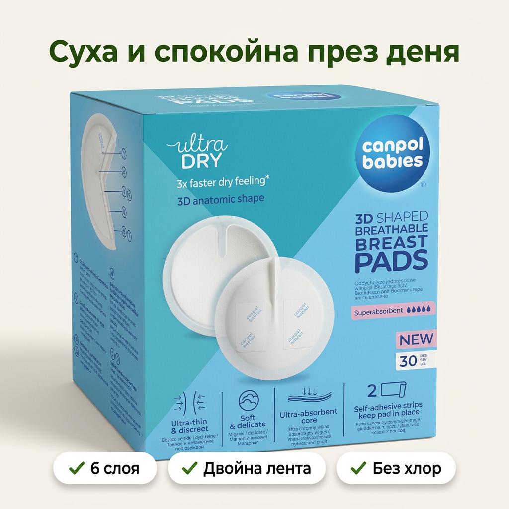 Подплънки за кърма с лепенка Canpol babies, 30 бр.