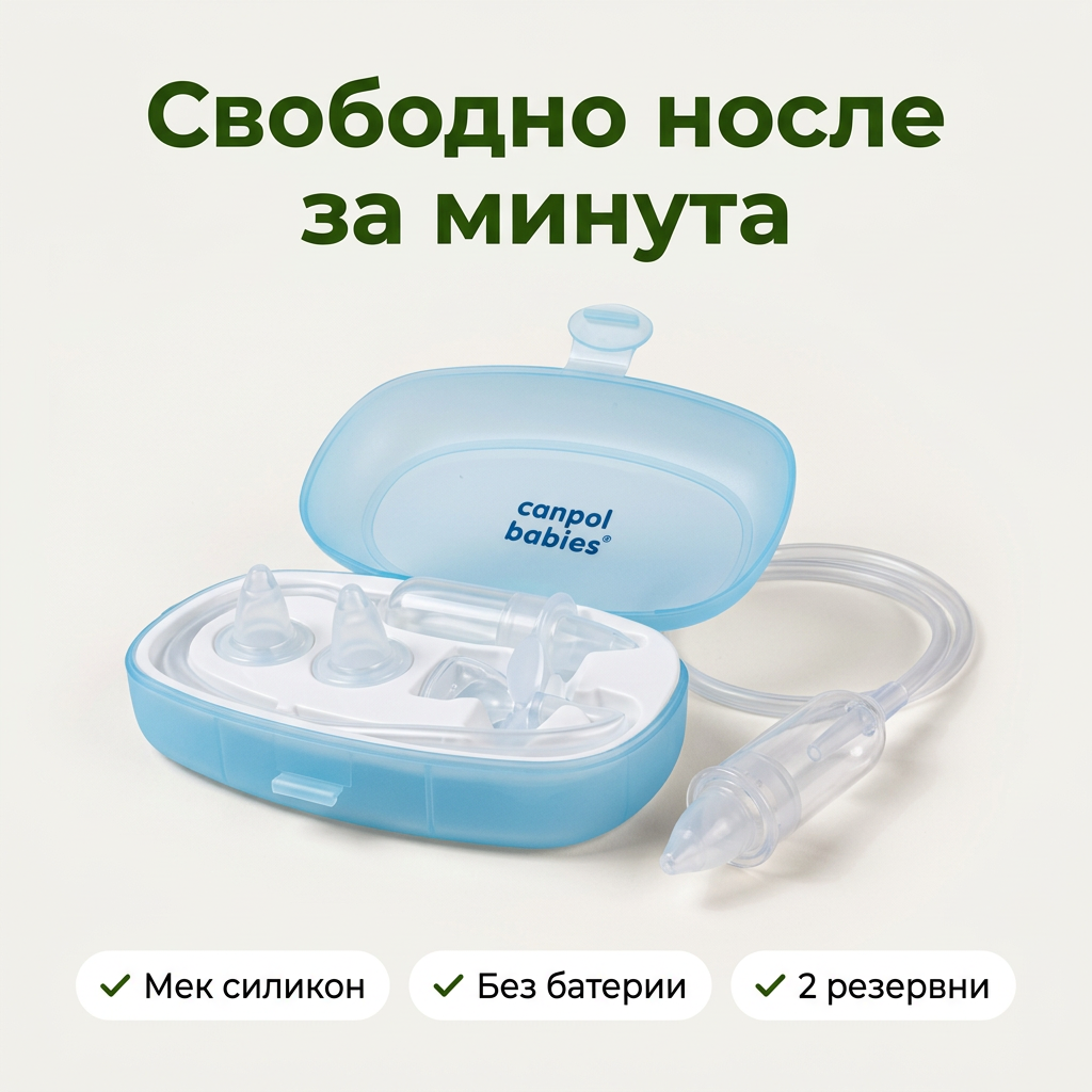 Аспиратор за нос с накрайници Canpol babies