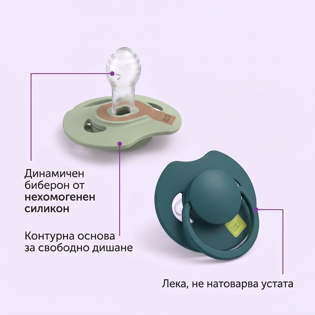 Силиконови динамични залъгалки Prime Pistachio, LOVI, 6-18 м – предимства