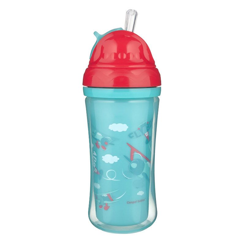Чаша със силиконова сламка Canpol babies, Planes, 260 мл, 12м+ – 2