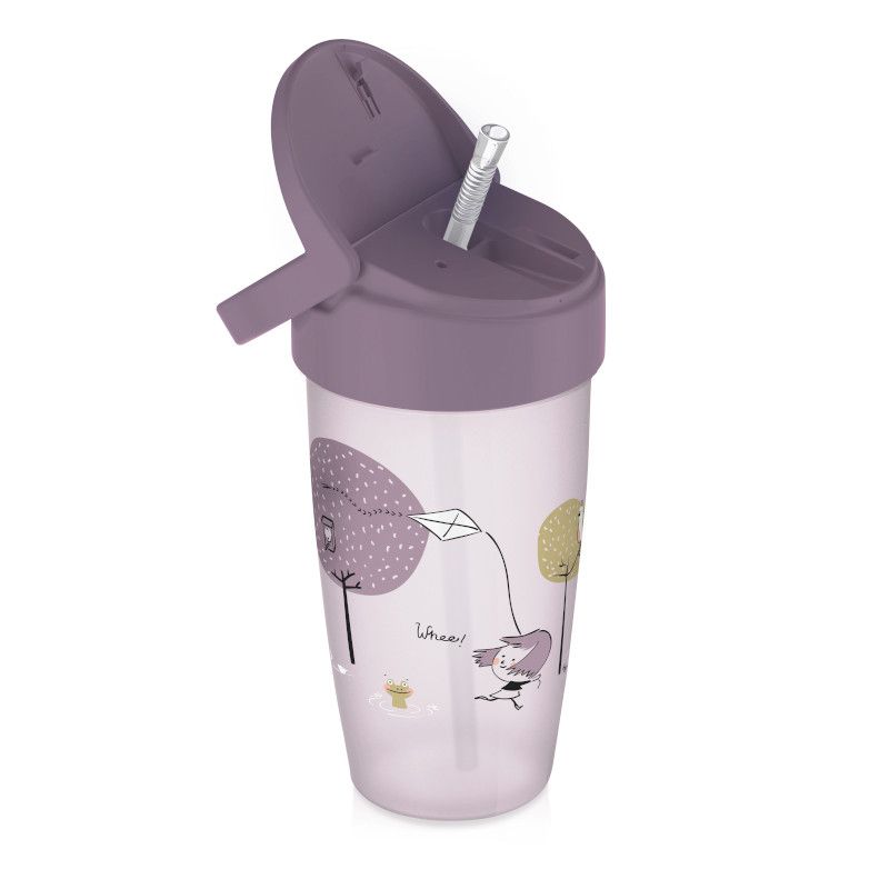 Чаша със сламка LOVI, Junior, Lovely Girl, 350ml, розова