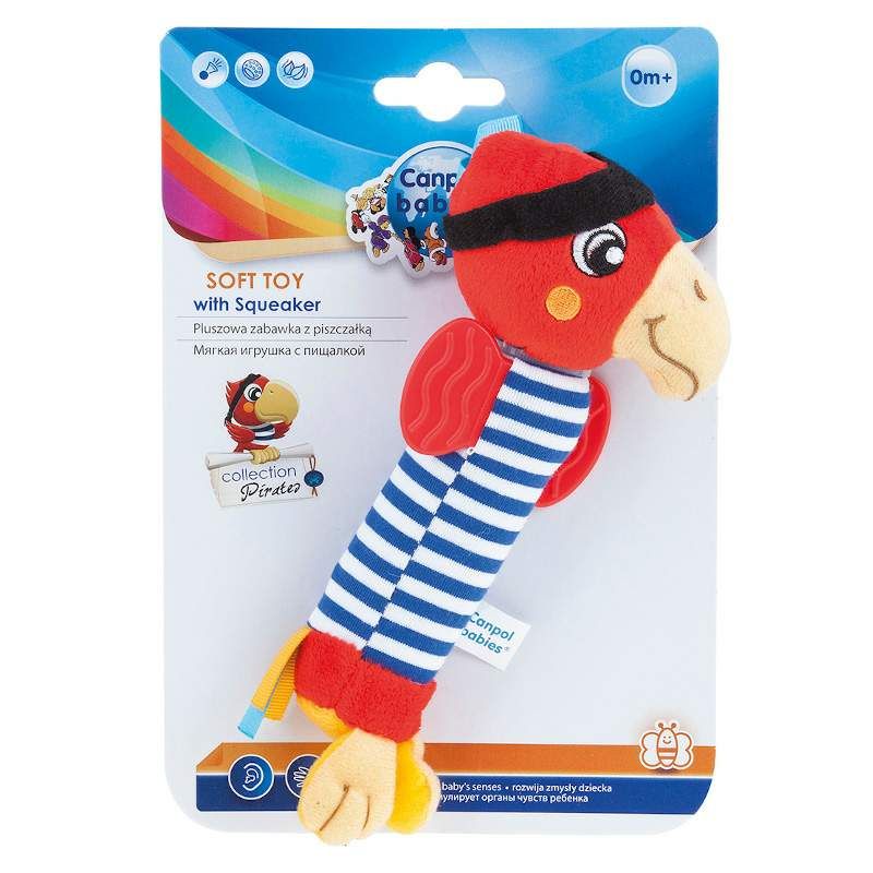 Мека играчка със свирка Canpol babies, Pirates, 0м+, папагал – 2