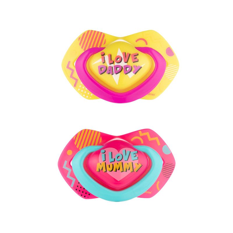 Симетрични залъгалки Canpol babies, Neon Love, 6-18м
