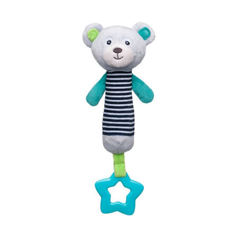 Мека играчка със свирка и чесалка Canpol babies, Bears, сива