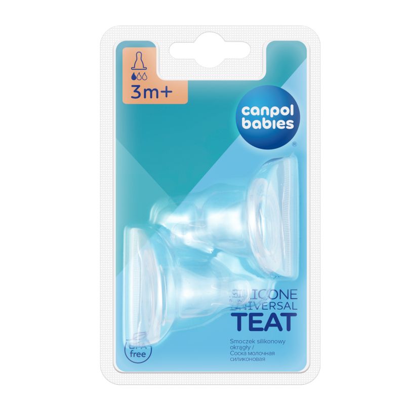 Антиколик силиконов биберон Canpol babies, 3м+, 2 бр., slow