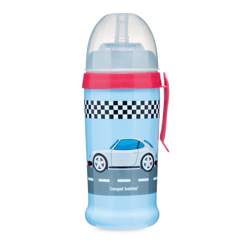 Преходна чаша със сламка Canpol babies, Racing, 350 мл, 12м+