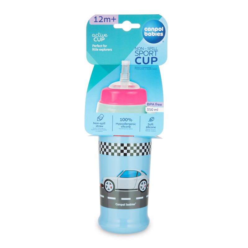Преходна чаша със сламка Canpol babies, Racing, 350 мл, 12м+ – 3