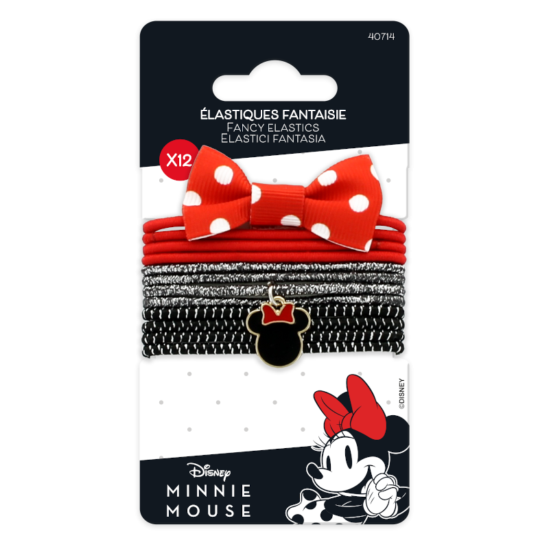 Модни ластици за коса Minnie, 12 бр.