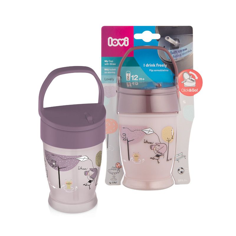 Чаша със сламка LOVI, Junior, Lovely Girl, 250ml., розова – 5