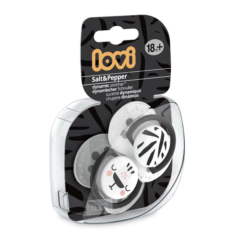 Силиконови залъгалки LOVI, Salt & Pepper, 2 бр., 18м.+ – 7