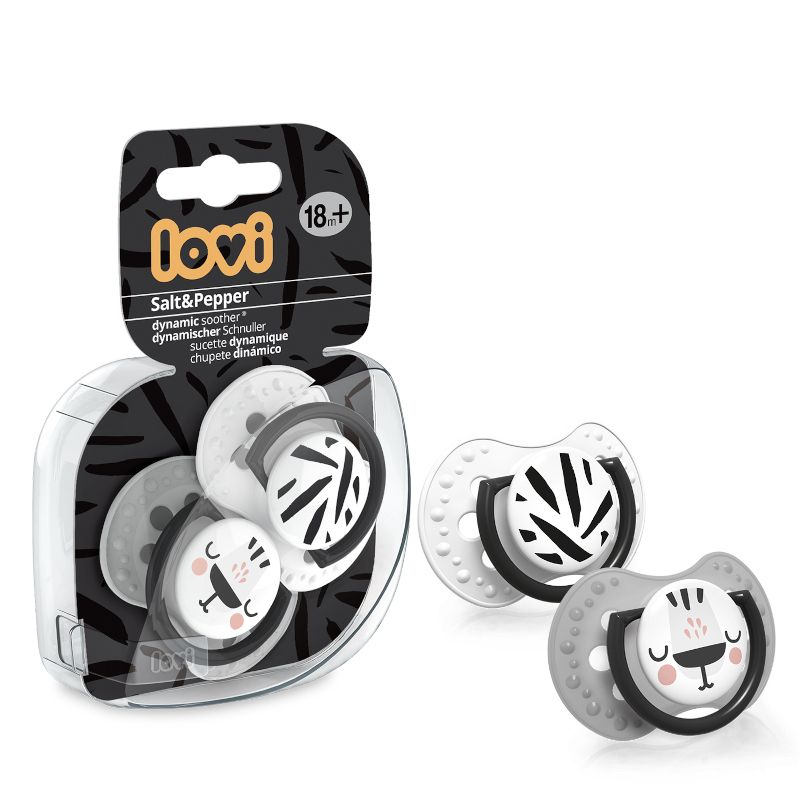 Силиконови залъгалки LOVI, Salt & Pepper, 2 бр., 18м.+
