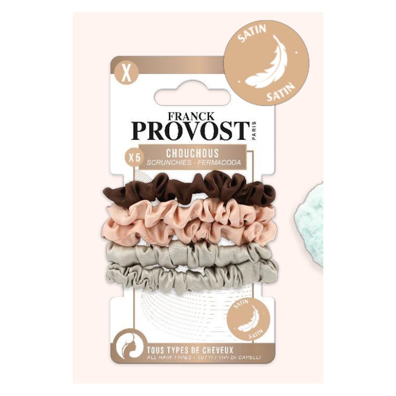 Скрънчи ластици за коса фин сатен Franck Provost, 5 бр.